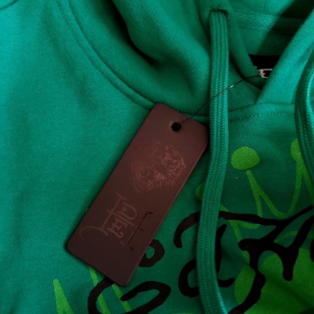 Ed Hardy Green New York City Snake Poker Graphic Hoodie Size XL NWT - Picture 8 of 9